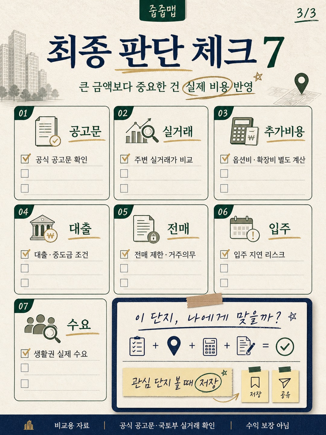 계약금 중도금 잔금 입주일 현금흐름 체크 카드뉴스 3장